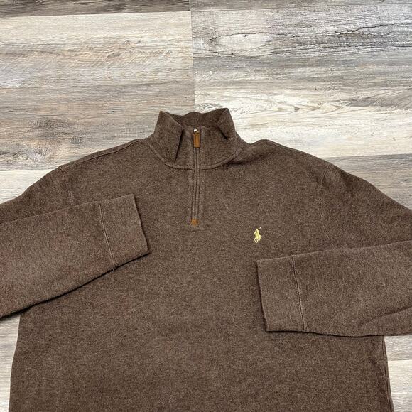 Vintage‎ 90s Y2K Polo Ralph Lauren Earth Toned Mens L 1/4 Zip Pony Mock Sweater - Picture 1 of 9